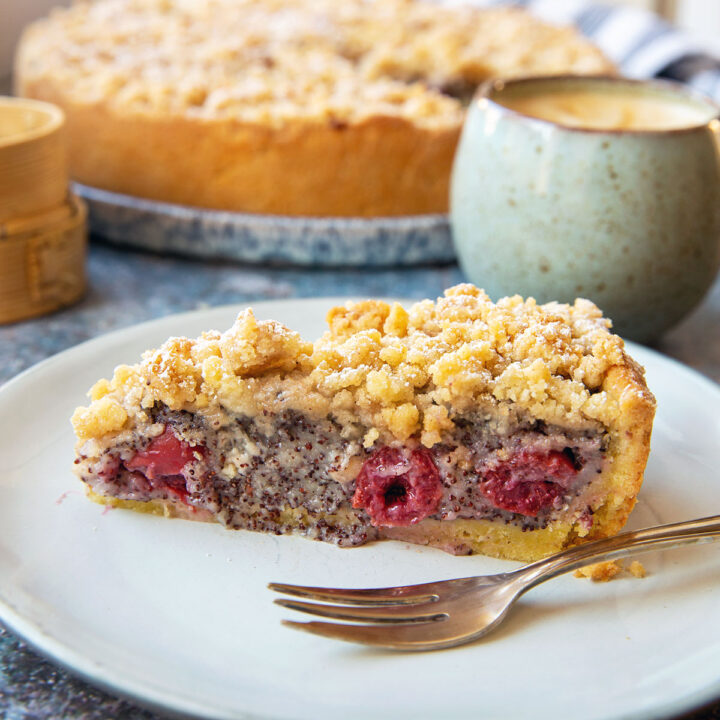 Poppy Seed Crumble Cake with Cherries Madame Cuisine