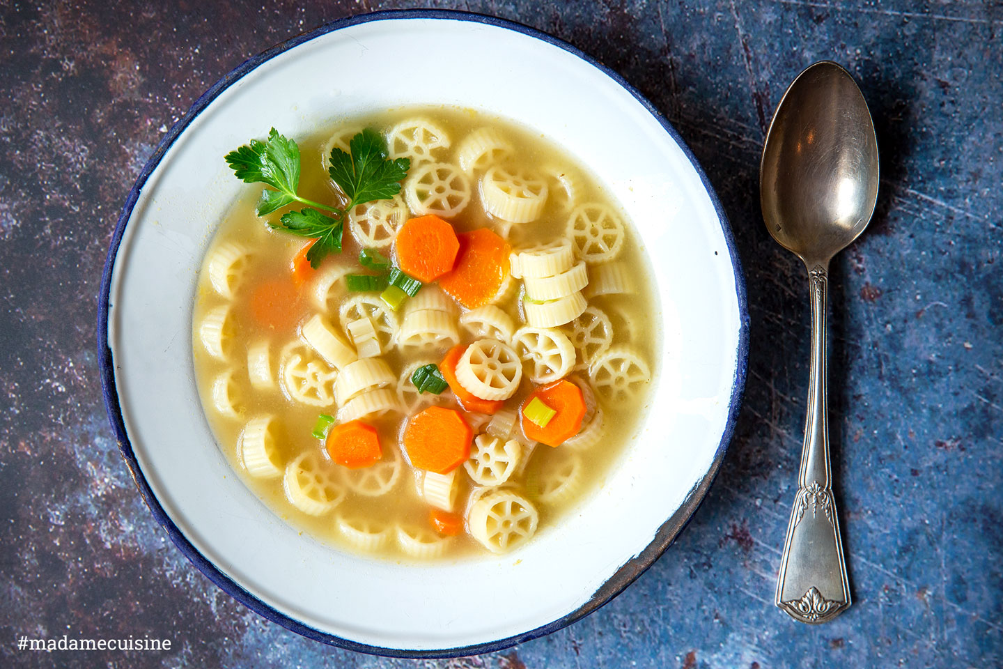 Noodle soup with home-cooked vegetable broth